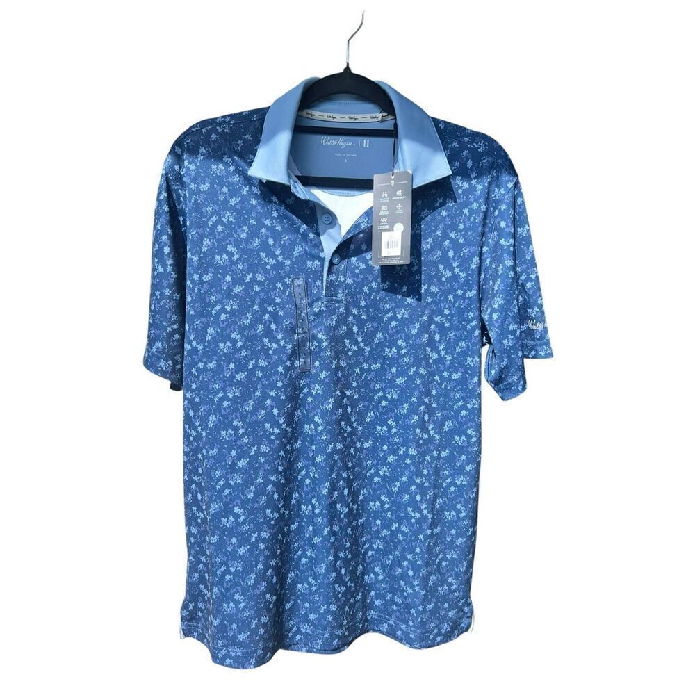 Walter Hagen men’s Small cluster floral navy golf performance polo shirt birdie